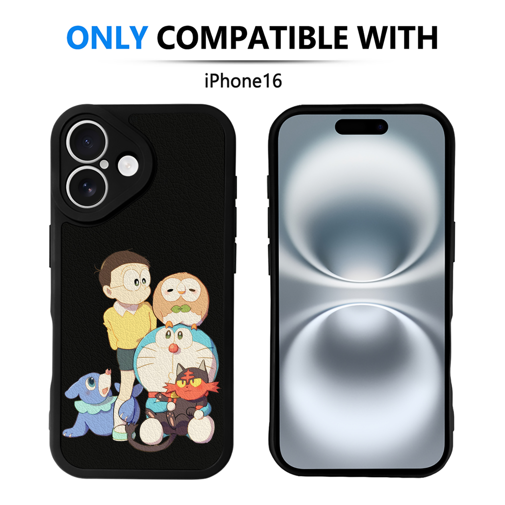 （画像用） ドラえもん Doraemon 【iPhone 16シリーズ対応】シリコンスマホケース（レザー調） 材質：シリコン